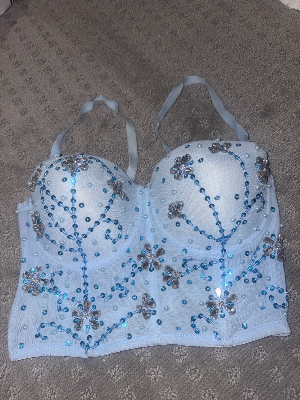 Windsor Light Blue Sequin Embellished Bustier Bra